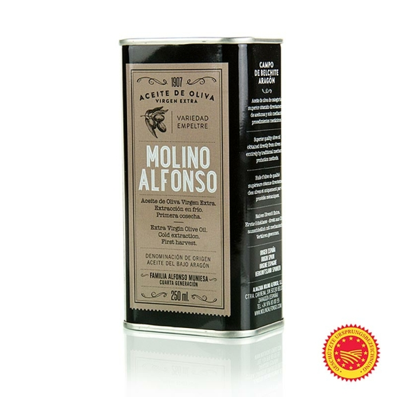 Molino Alfonso "Bajo Aragon DOP/g.U.", 100 % Empeltre
					Natives Olivenöl Extra, Spanien, 250ml
				