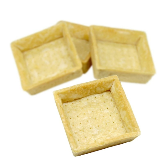 Snack Tartelettes, 120 Stück HUG, quadratisch, 7x7cm, 1,8 cm hoch, hell, salzig, vegan