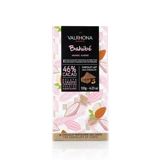 Valrhona Bahibe - Vollmilchschokolade, mit Mandeln 46 % Kakao, 120 g