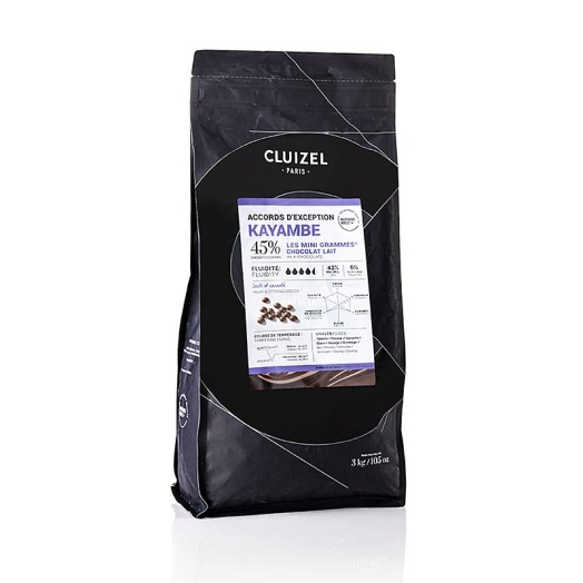 Vollmilch Kuvertüre, Grandes Teneurs Callets, Kayambe 45 % Frankreich, Manufacture Cluizel, 3 kg